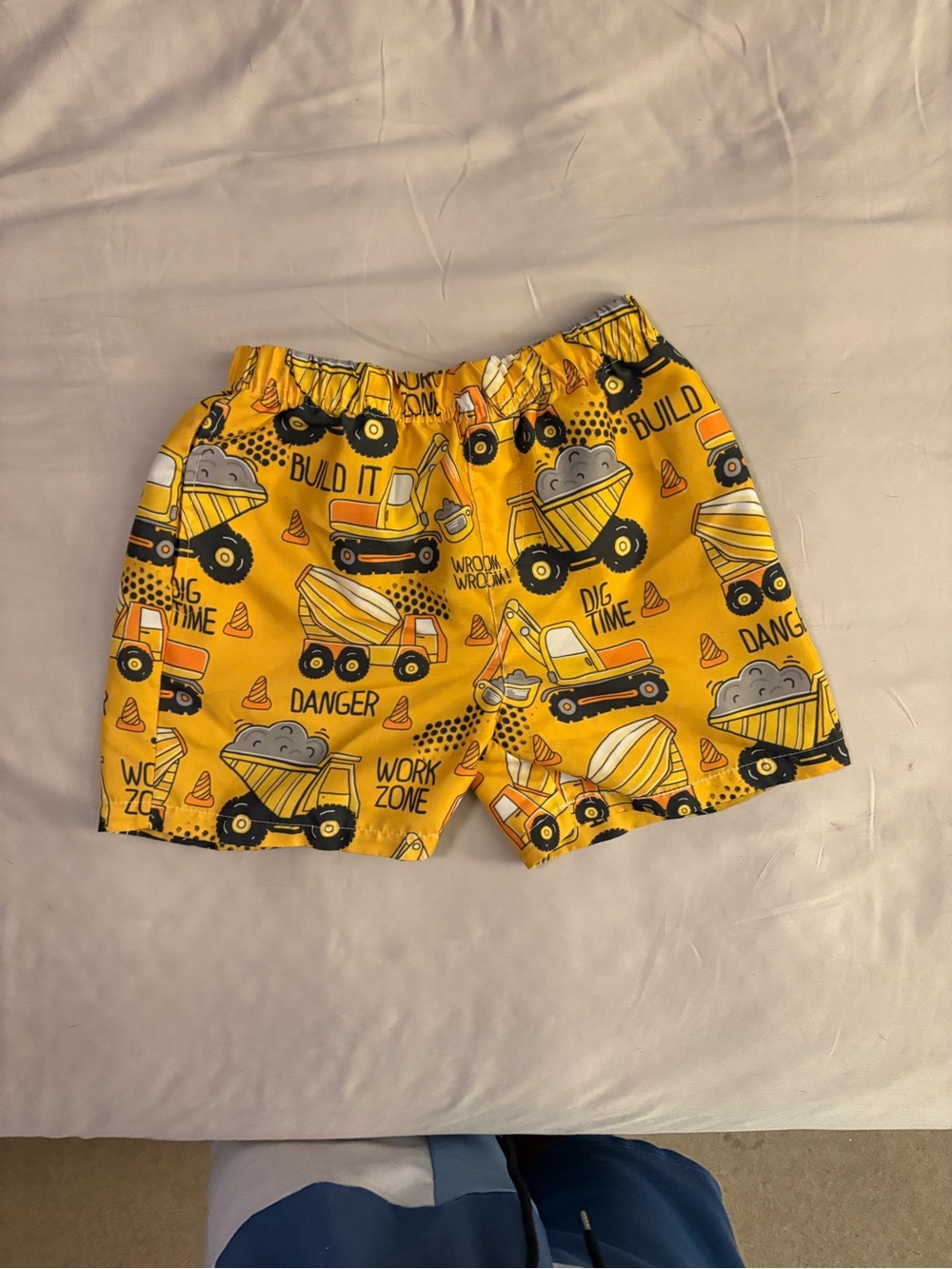 Kids Yellow Construction Print Shorts